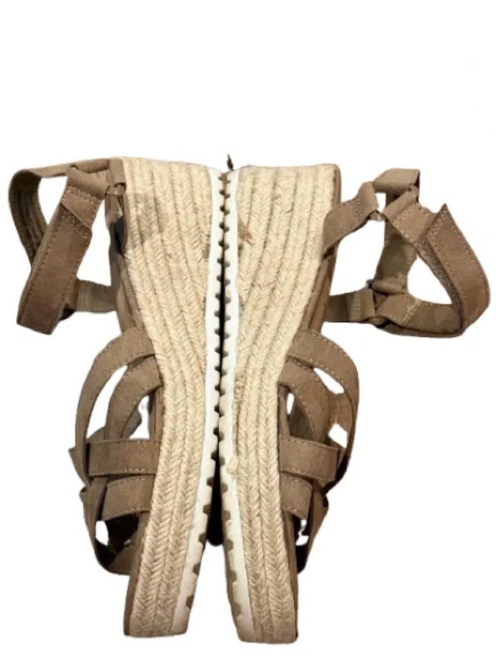 Time and Tru Women's Taupe Wedge Sandals - Neutral Strappy Casual Size 8